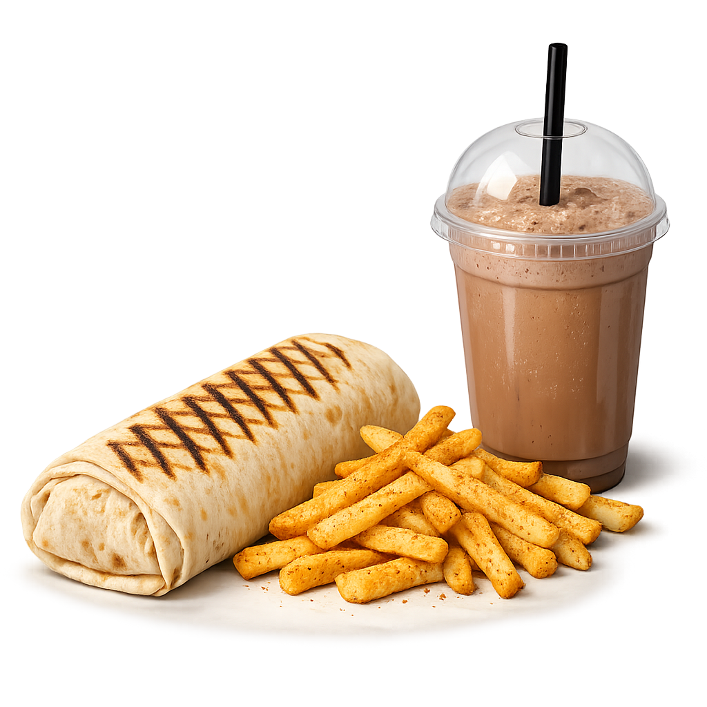 Chicken Shawarma – Seasoned Fries + Milkshake_0