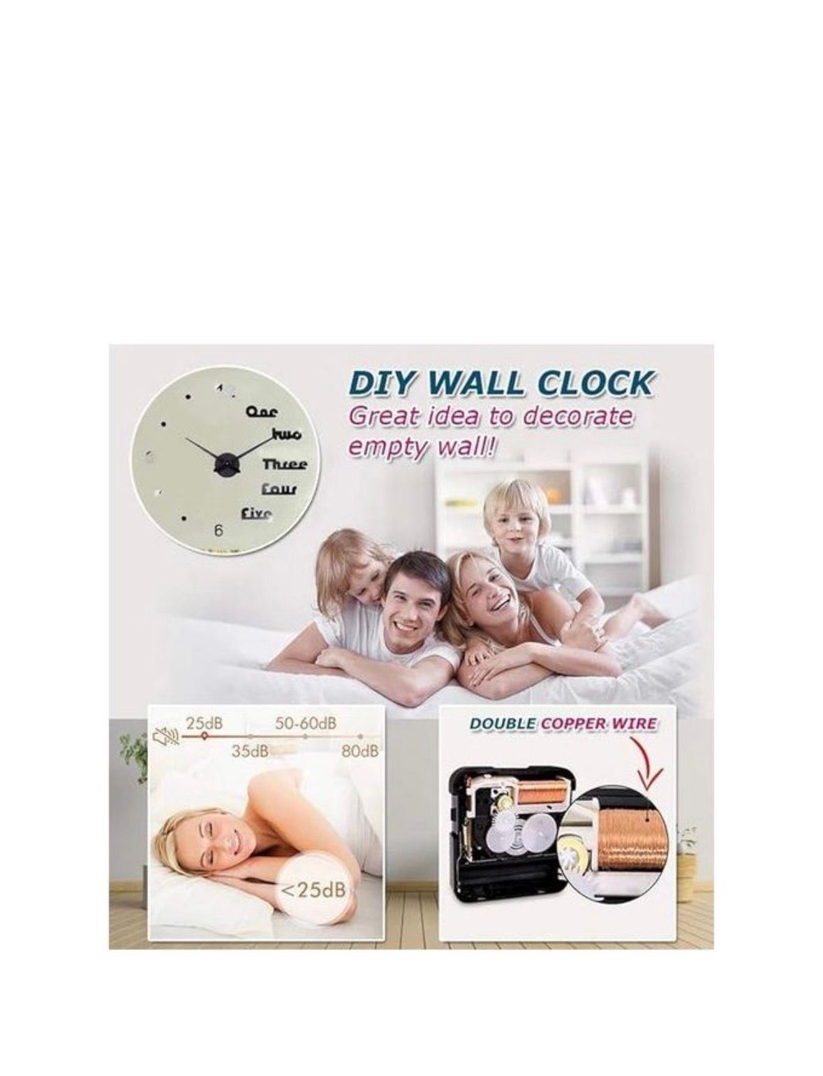 DIY Wall Clock 3D Mirror Stickers Large Wall Clock _3