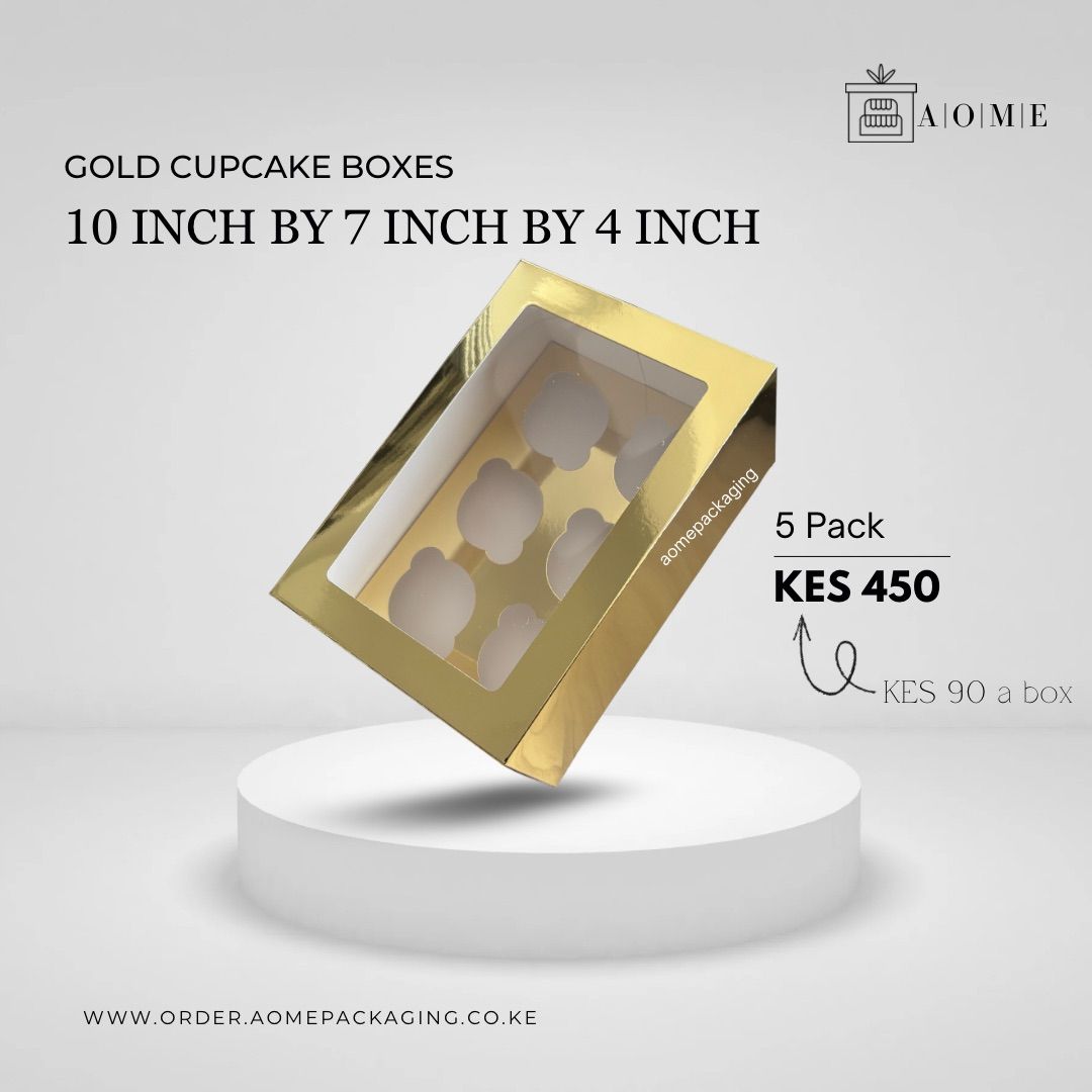 6-Hole Gold Window Lid Cupcake Boxes - 5 Pack_0