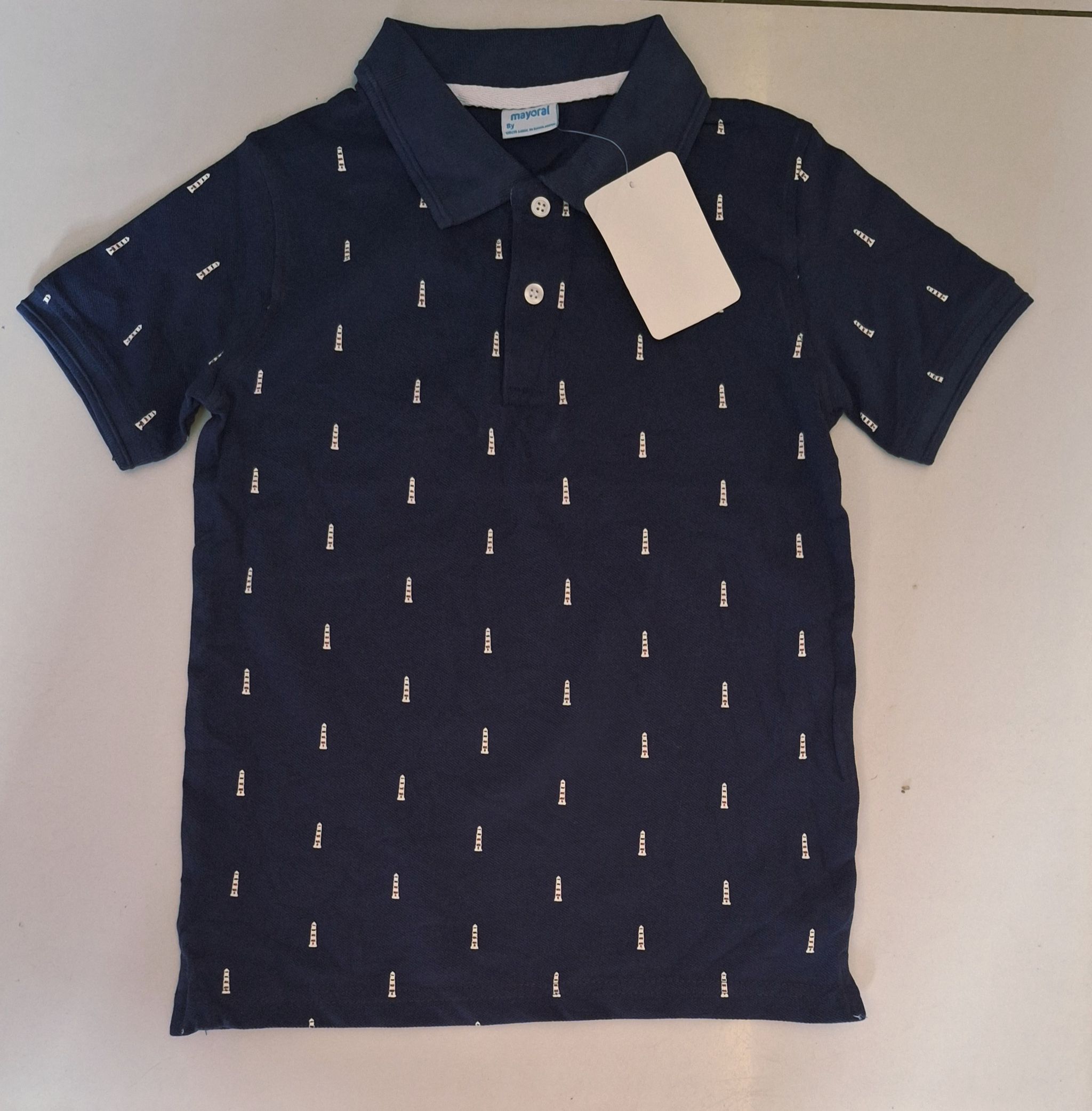 Polo feuilles bleu nuit_0