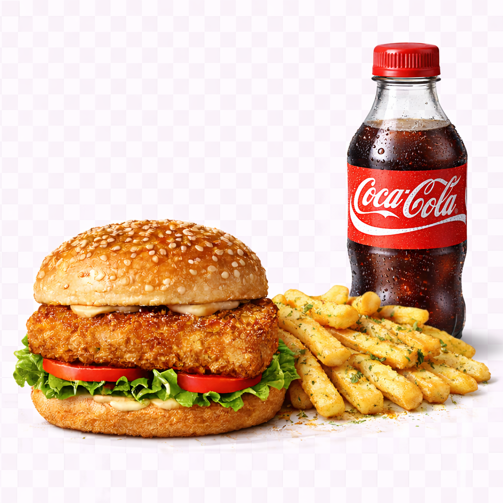 Crunch Burger + Garlic Fries + Soda 350ml_0