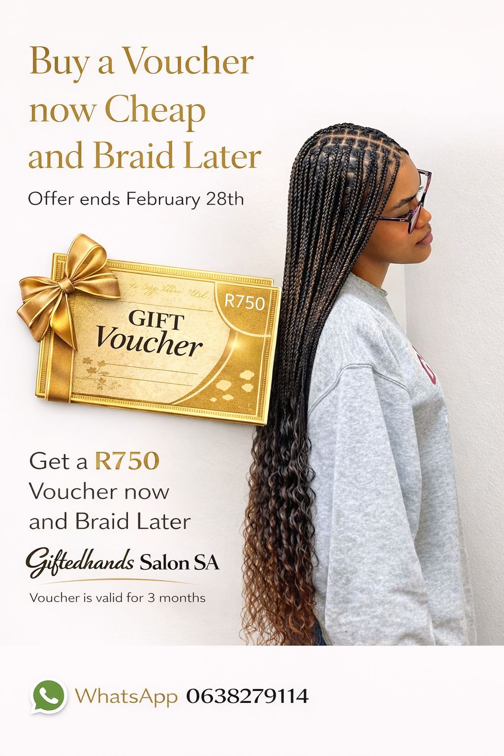 Curled Ends Knotless Braids - Buy a Voucher now Cheap and Braid Later_0