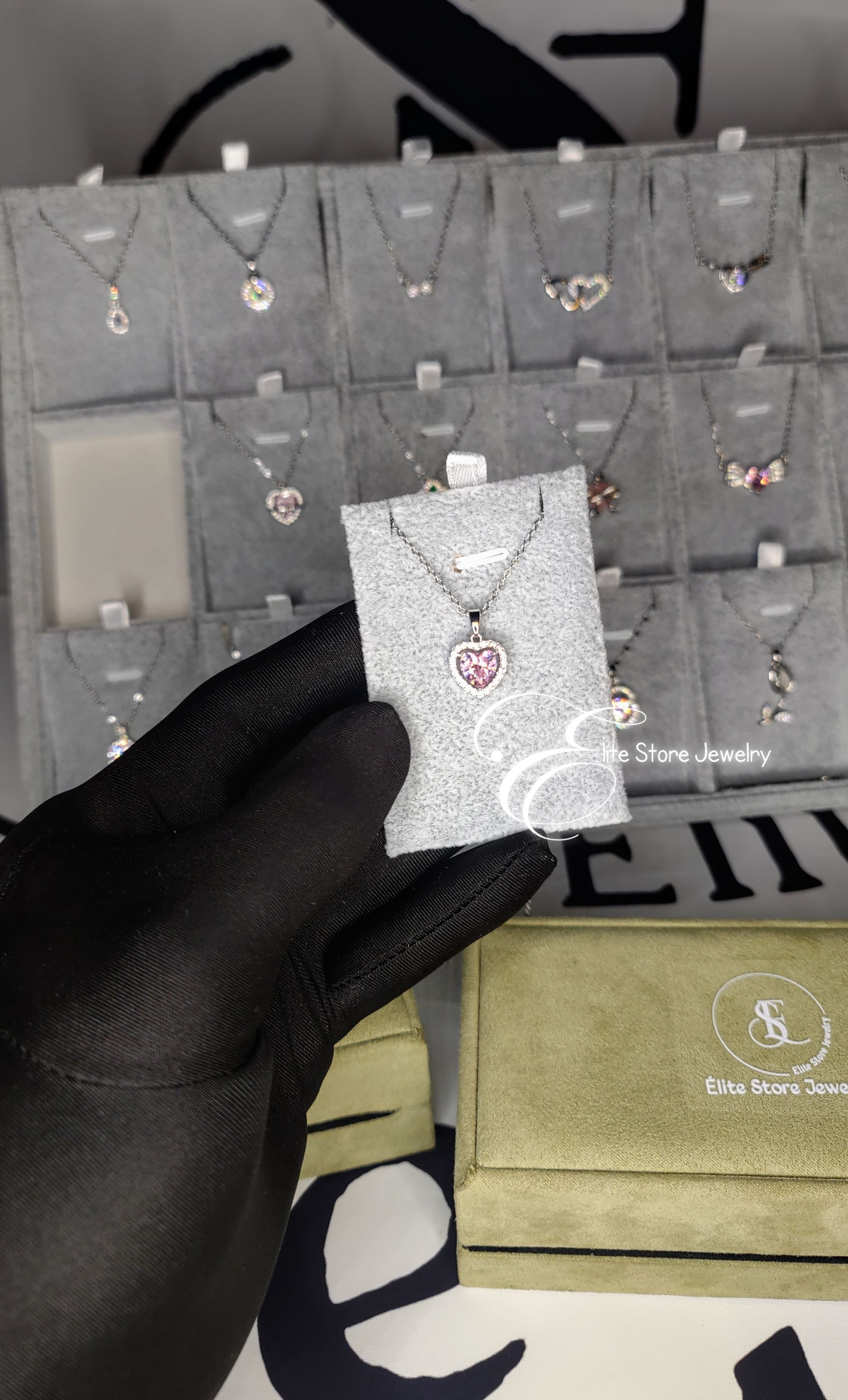 Collier Argent pierre rose_0