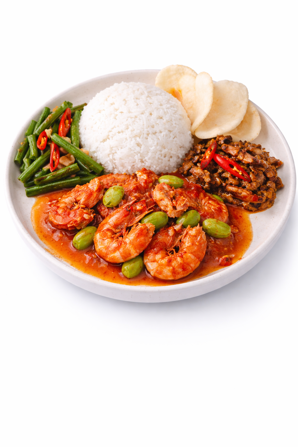 Udang / Sotong Sambal Petai with Kacang Panjang & Tempe_0