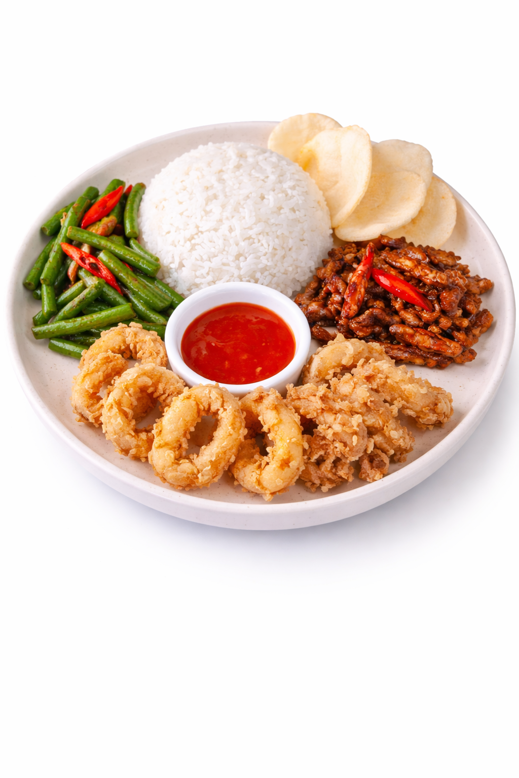 Udang / Sotong Goreng Tepung with Kacang Panjang & Tempe_0