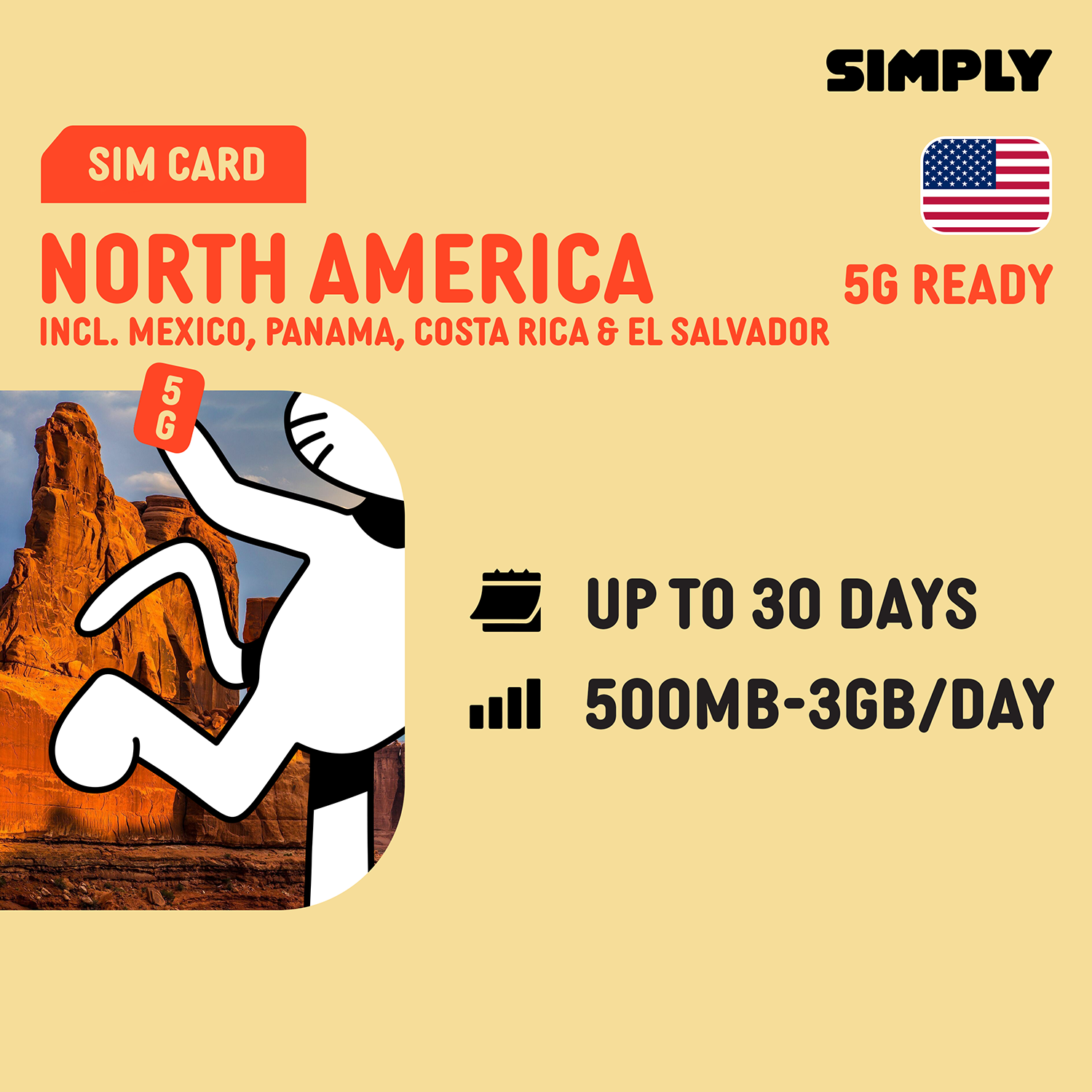 SIMPLY North America SIM | Up to 30 Days - Daily 500MB-3GB + Unlimited Data_0