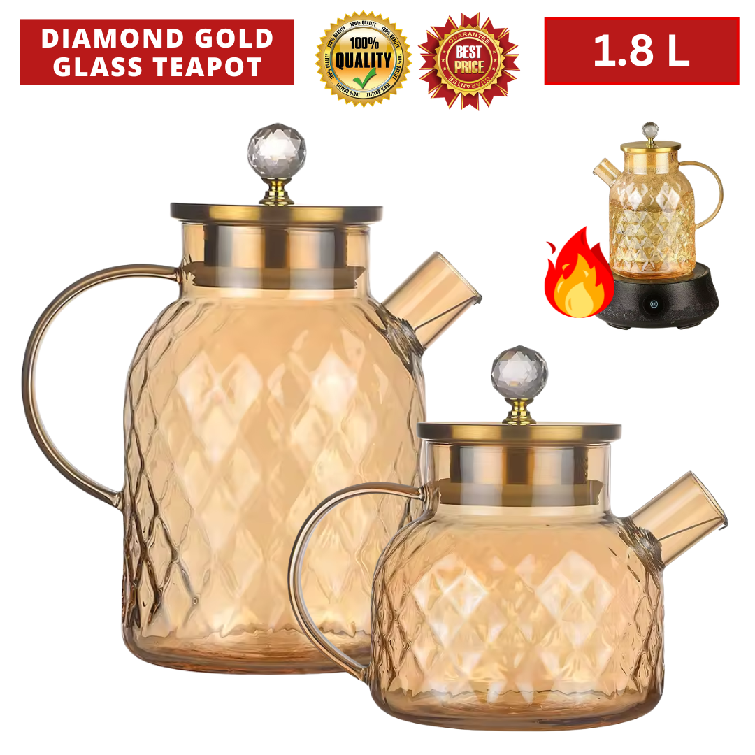 DIAMOND GOLD GLASS TEAPOT_0