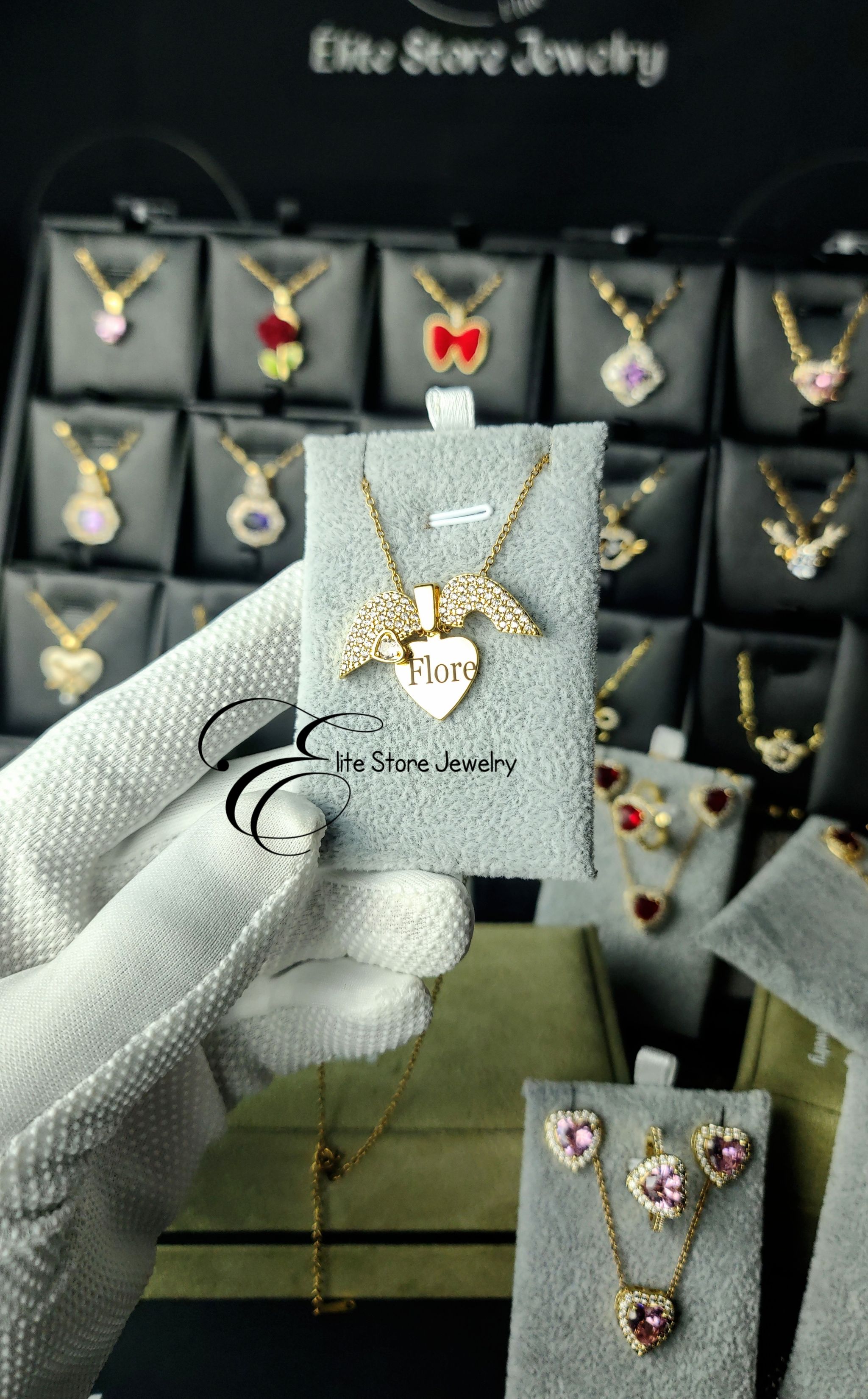 Collier Personnalisé modèle cœur et ailes _0