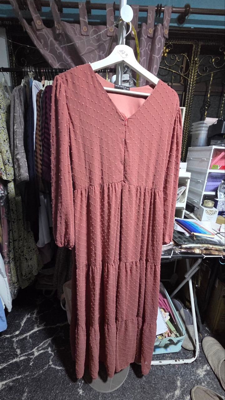 PL NOR ERICA Salmon Pom Pom Shimmer Dress, Size 50, PTP 50_0