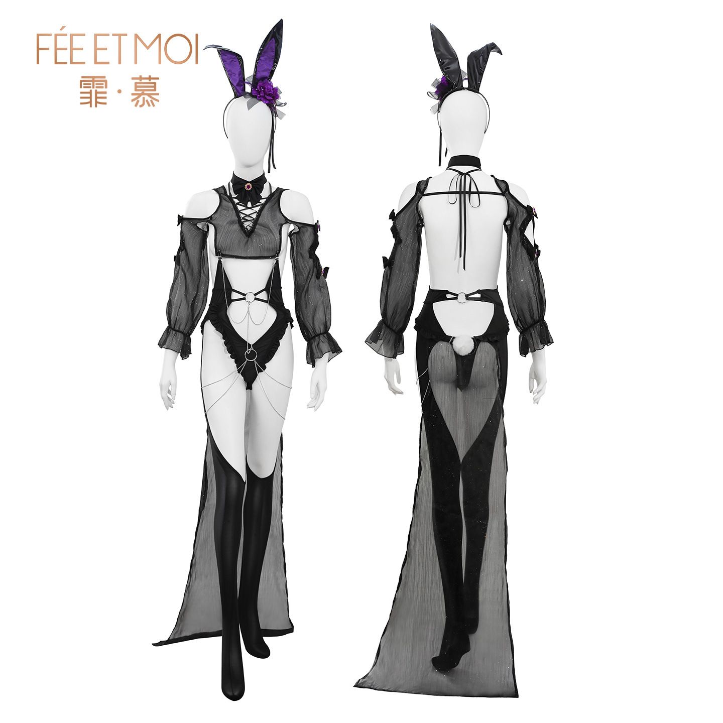 Feimu Crossline Stinkbug Cosplay Sheer Bodysuit Lingerie Set ZY57_4