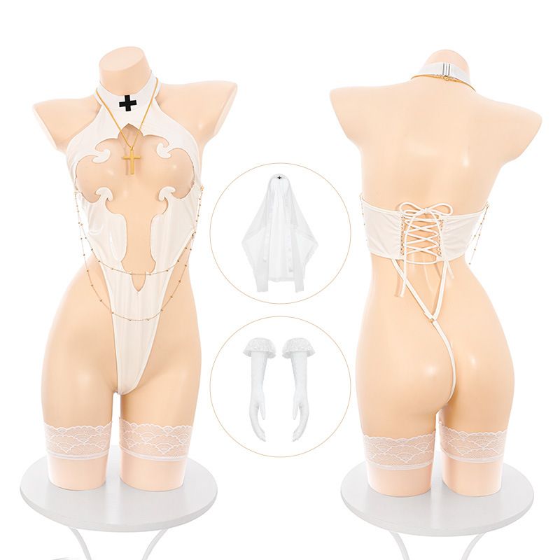 Feimu Holy Sister Cut-Out Cosplay Bodysuit Set Q12_4