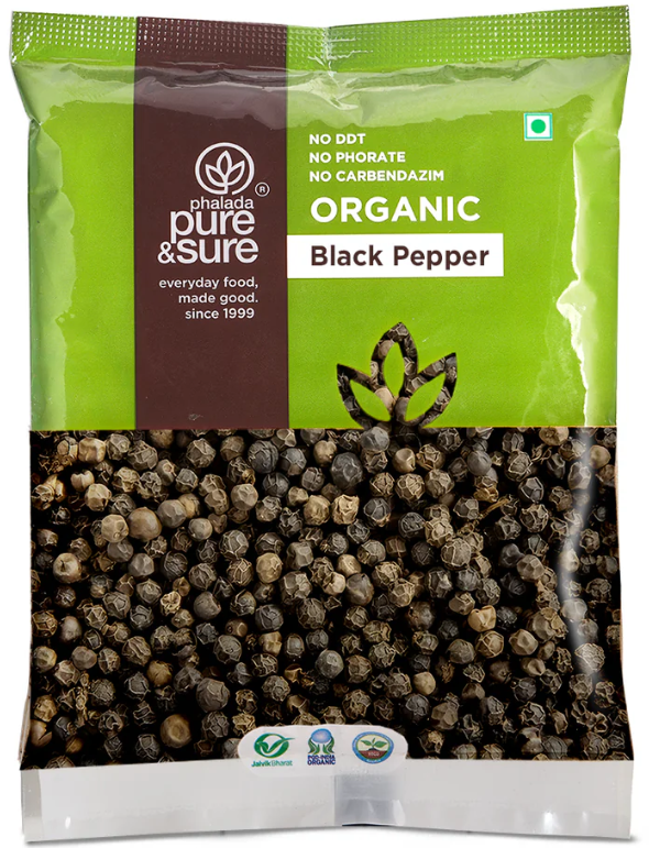 Pure & Sure Organic Black pepper whole 100g_0