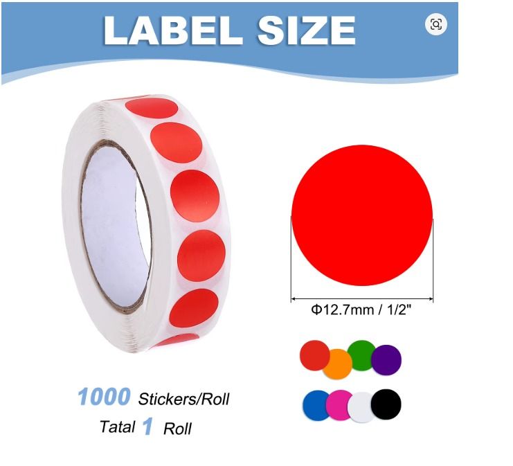 Rollo de sticker de puntos de colores. _2