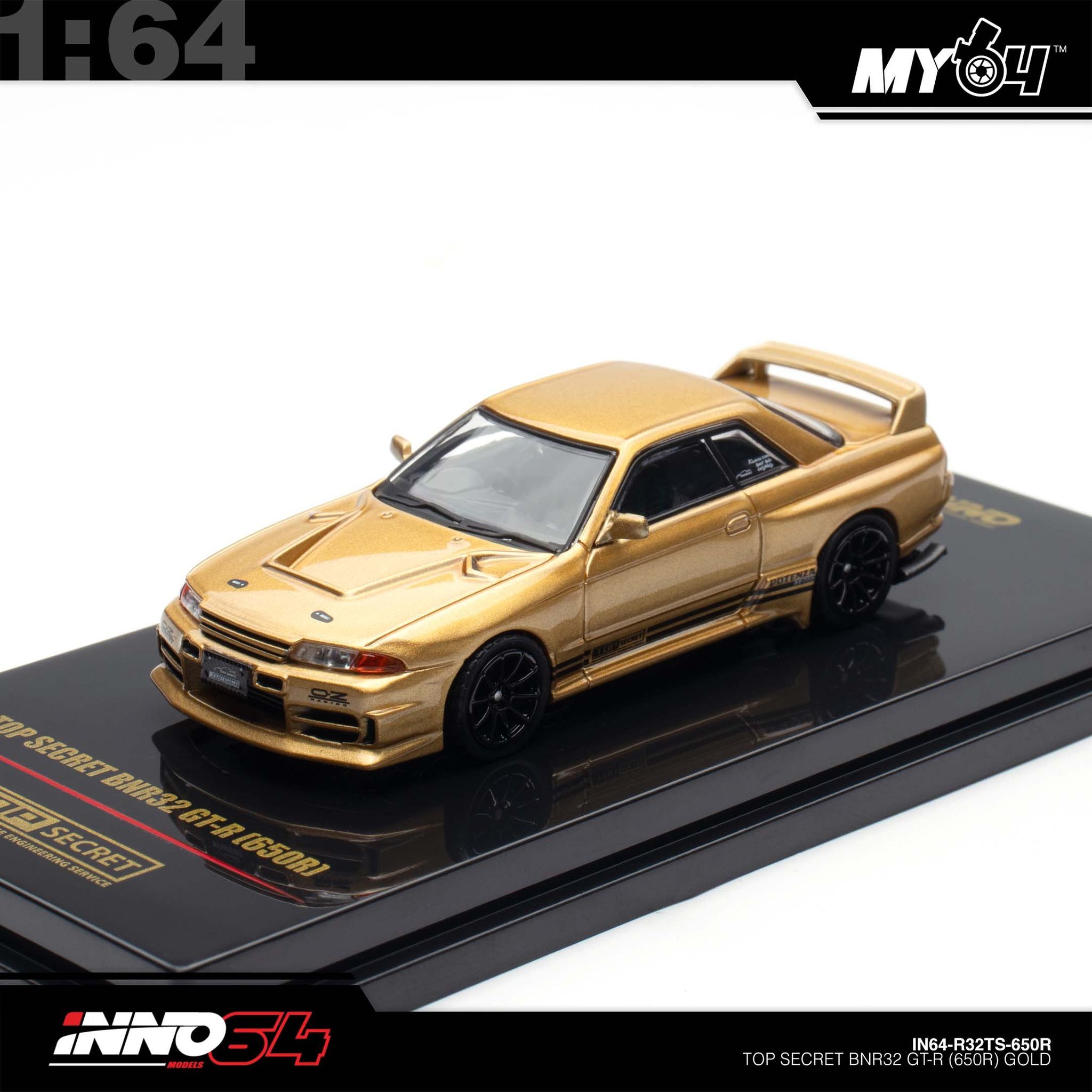 INNO MODEL 1/64 SKYLINE BNR32 GT-R (650R) TOP SECRET - GOLD_1