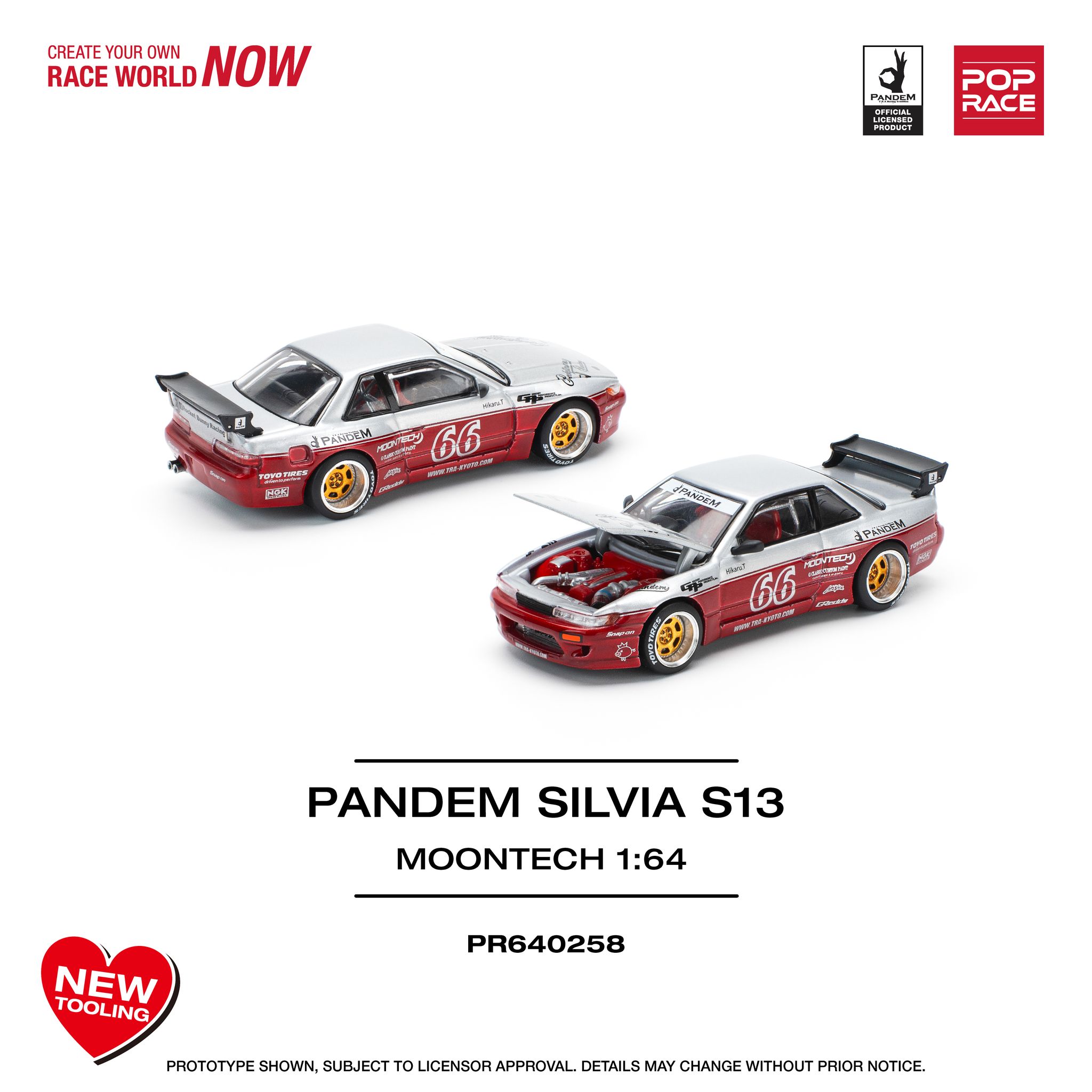 POP RACE MODEL 1/64 PANDEM SILVIA S13 - MOONTECH RED_0