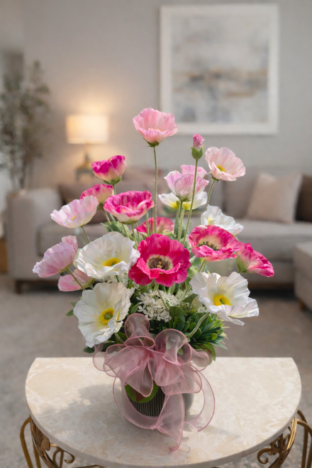 Artificial Poppy In Premium Vase_0