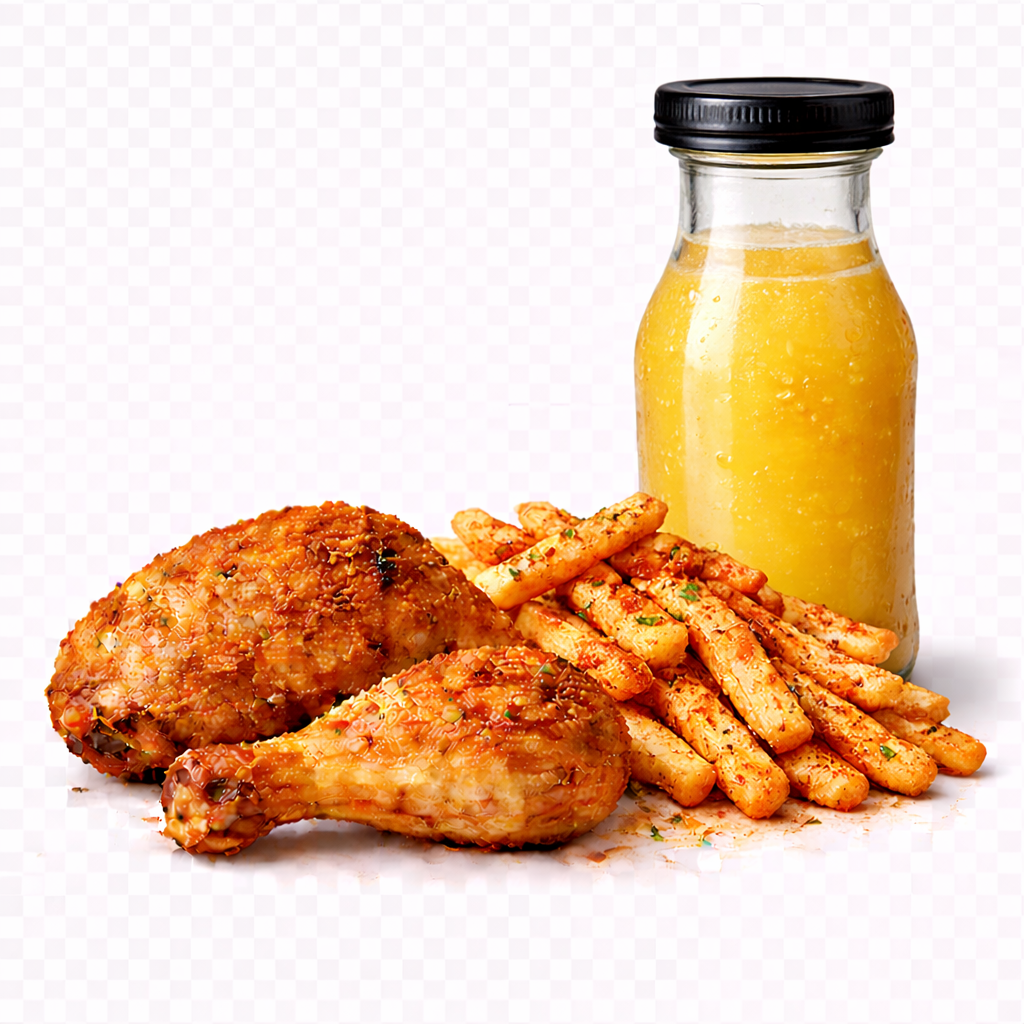 Chicken Leg+ Seasoned Fries+ Juice 450ml_0