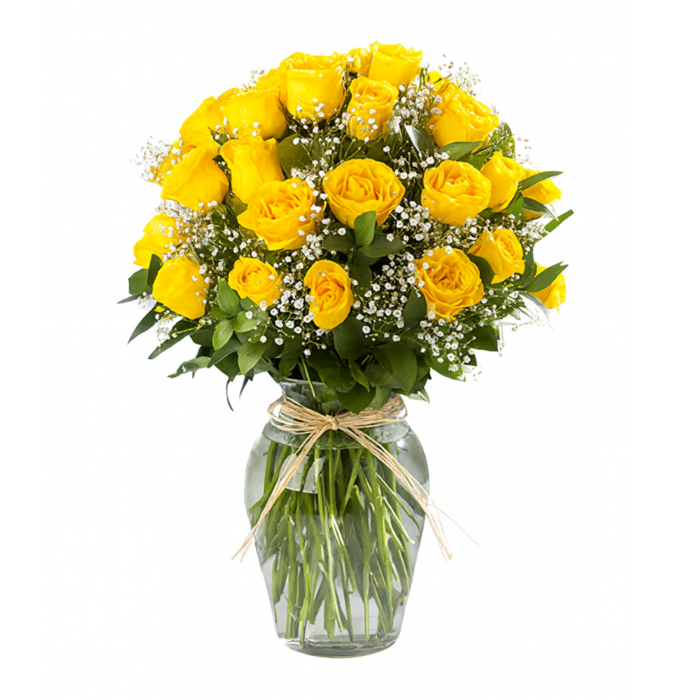 🌼 Arreglo de Flores Amarillas | Florero con 24 Rosas_0