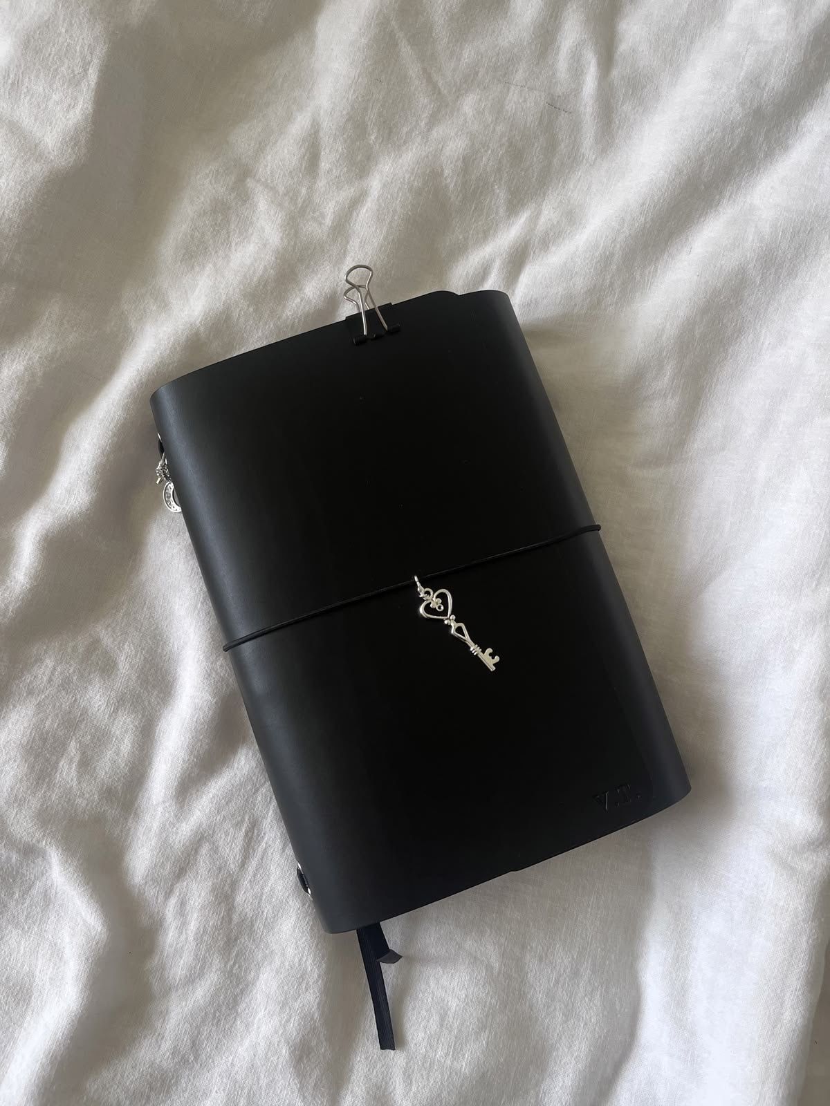 Black leather journal cover_0