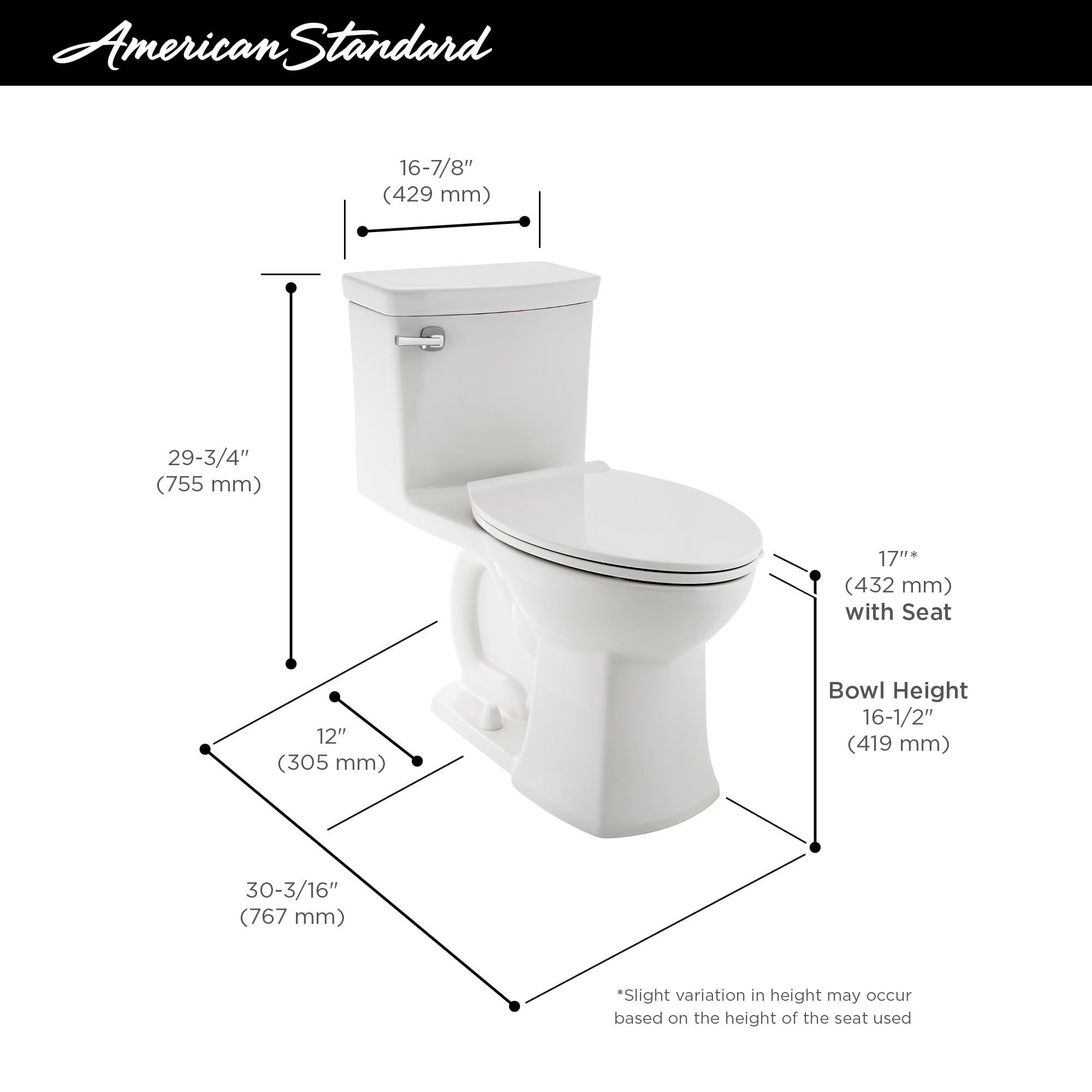American Standard Townsend Vormax Right Height Elongated One-Piece Toilet With Seat in White_1