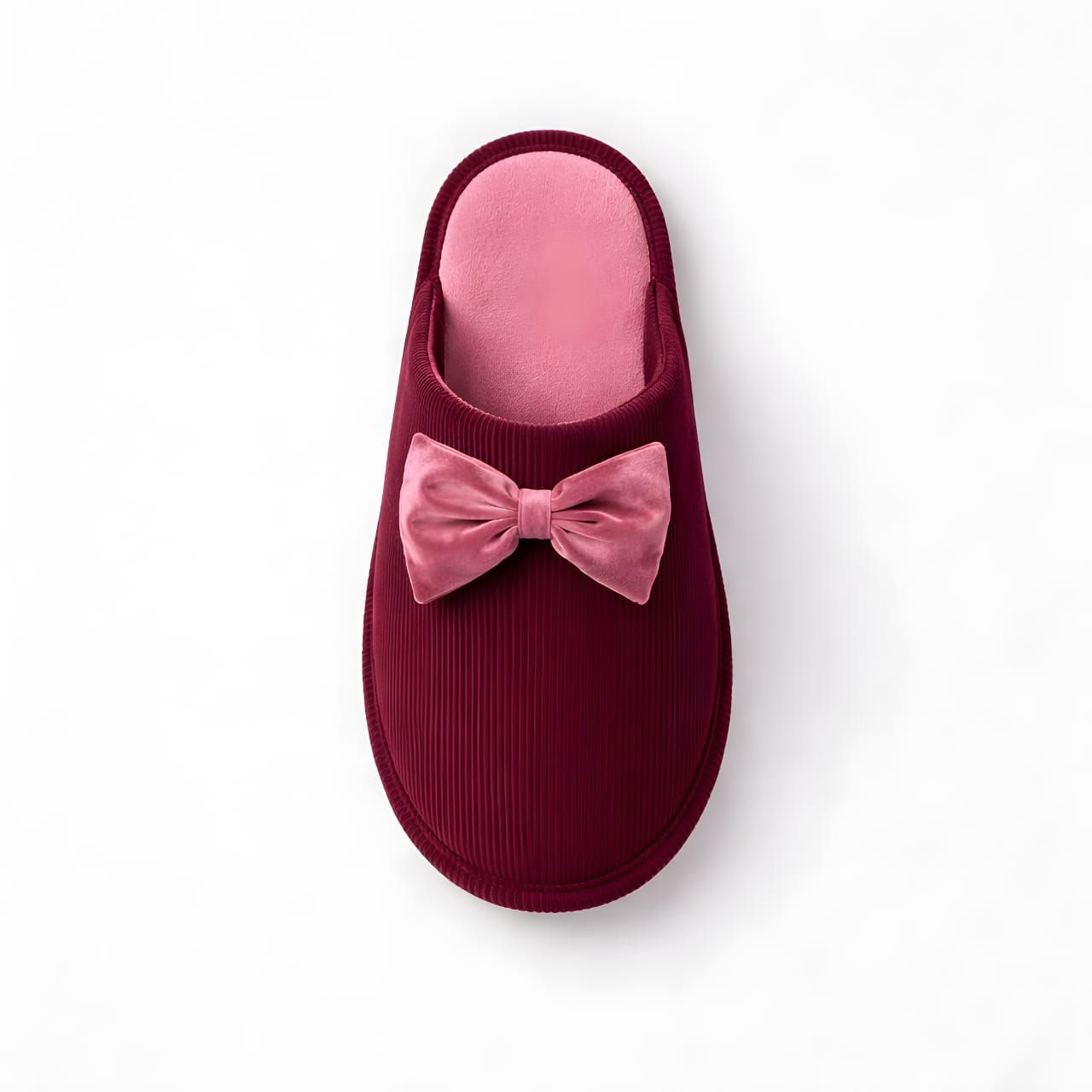 Ladies Velour Slider With Matching Bow - Raspberry_0