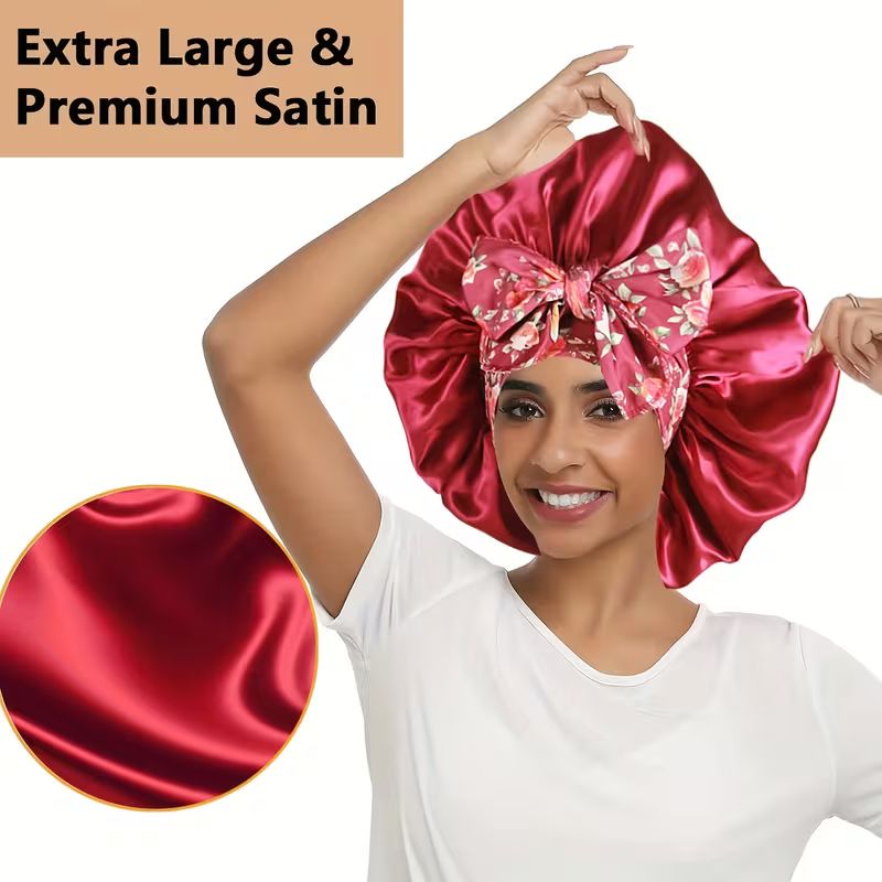 Ethnic Print Long Ribbon Satin Sleep Cap, Bow Tie Headscarf Hat, Chemotherapy Cap, Beauty and Hairdressing Hat_9