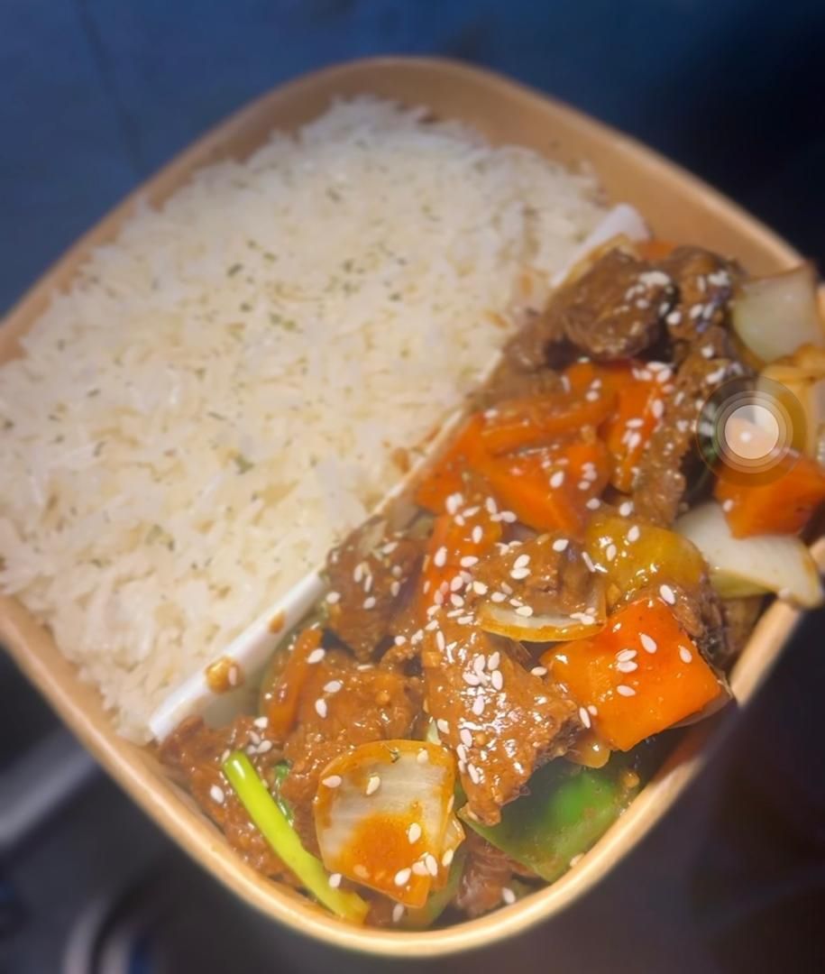 Rice with beef in oyster sauce_0