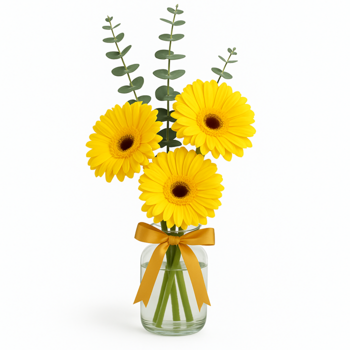 🌻 Flores Gerberas Amarillas | Florero con 3 Gerberas_0