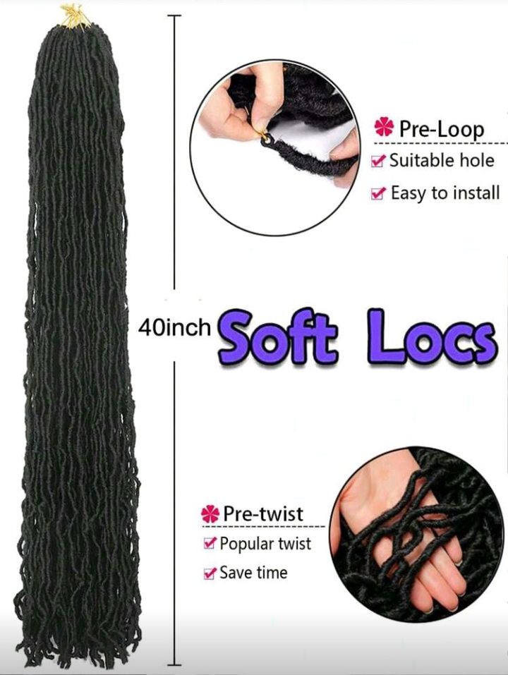 1-6Packs 8~45 Inches Super Long Soft Locs Crochet Hair, Pre Looped New Faux Locs Crochet Braids Goddess Locs Dreadlocs Synthetic Hair_8