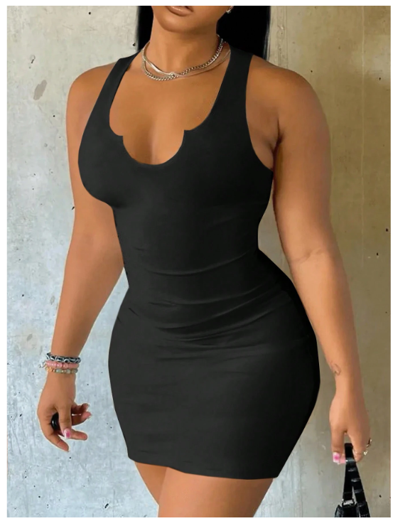 V-Neck Fitted Mini Dress_0