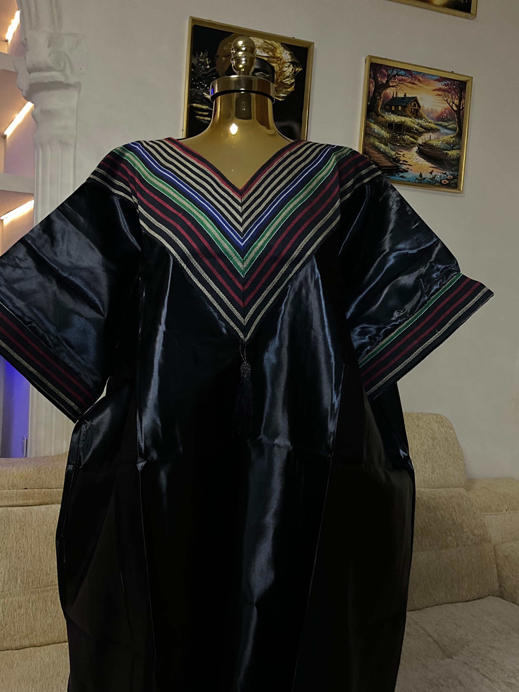 Black - Mikado Aso Oke Bubu Kaftan_3