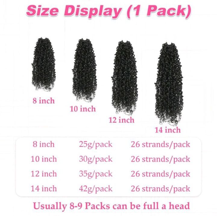 FULCRUM 8/10/12 Inch Yanky Twist Crochet Wig, 26 Strands/Piece, Fluffy Springy Mini Twist Crochet Short Bob, Passion Twist Curly Synthetic Braiding Hair Extensions, Suitable For Women And Girls_7