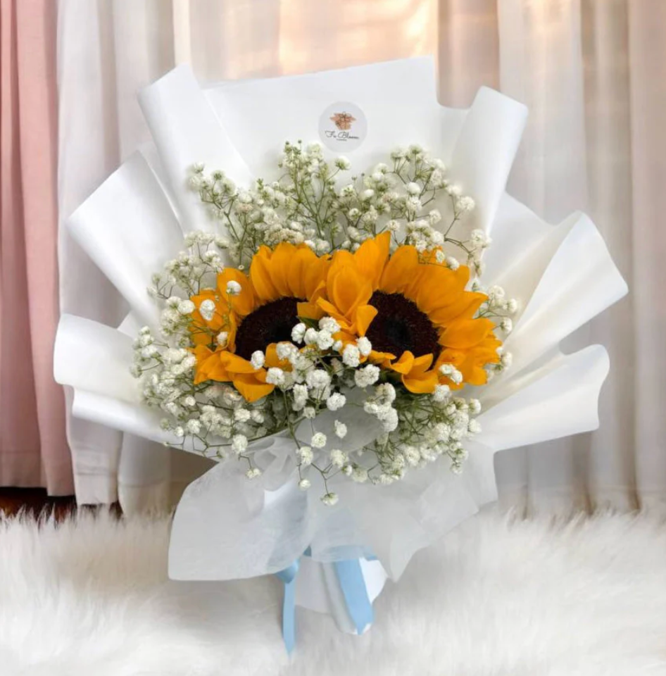 2 Sunflower & Baby's Breath Bouquet_0