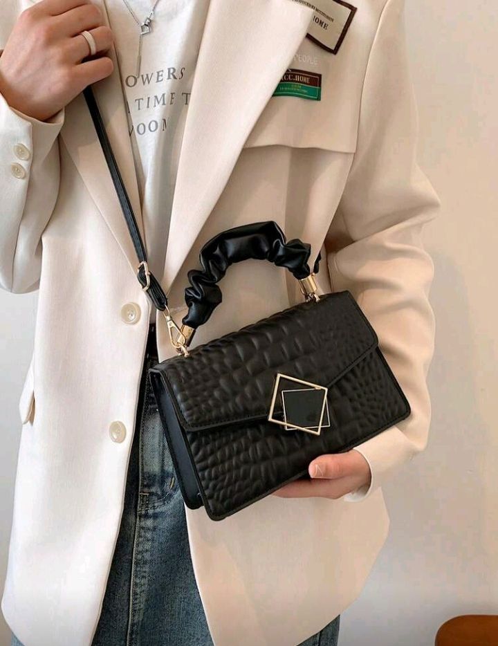 Fashionable Solid Color Crease Hand Bag, Cloud Bag, Crinkle Bag, Crocodile Print, Large Capacity, Stylish Women Handbag, Suitable For Shopping, Wallet, Shopping, Young Women, College Students, Newbies, White-Collar Workers. Ideal For Office, University, Work, Business, Commuting, Outdoor Activities, Travel And Outing_2