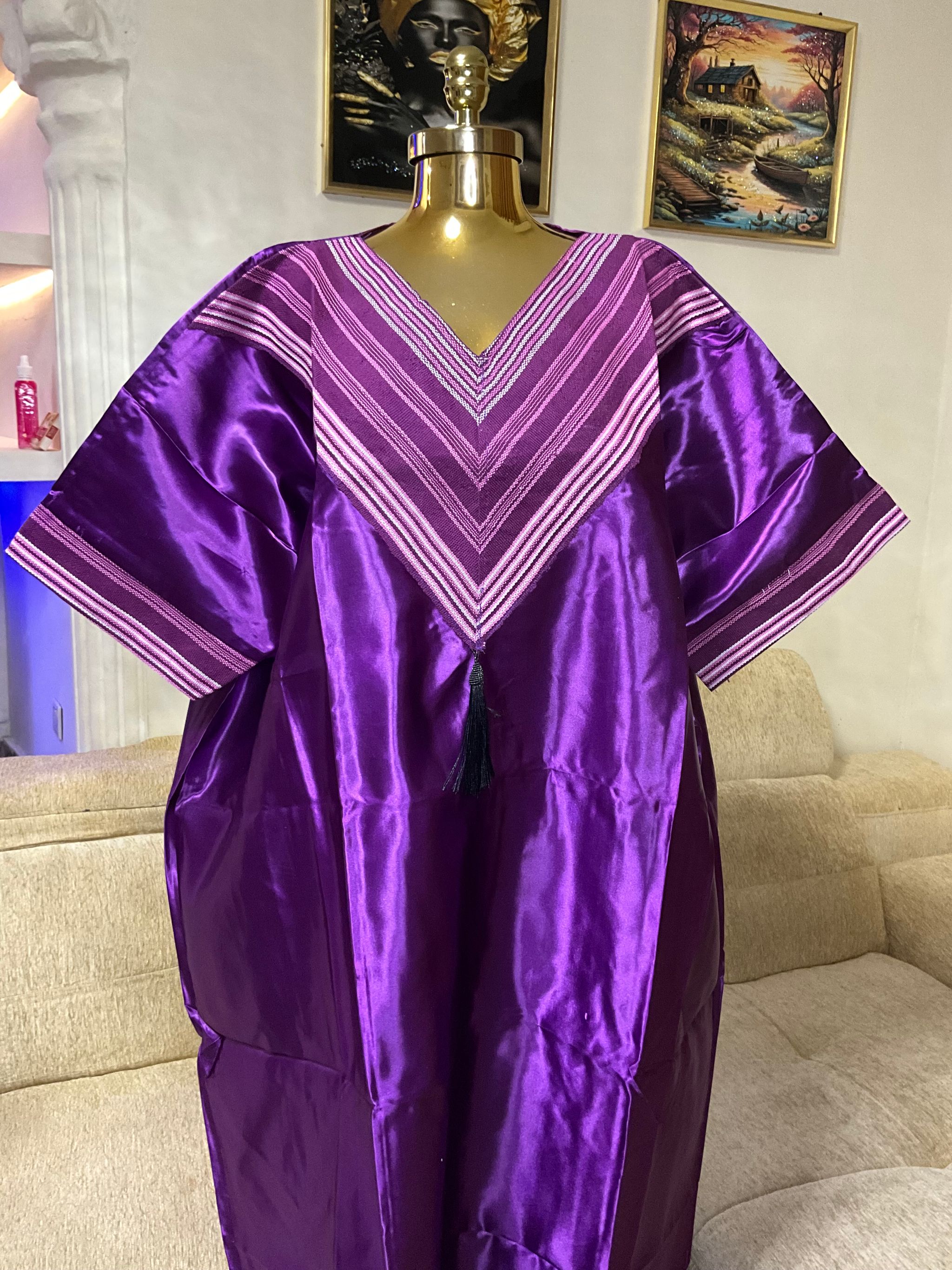 Violet - Mikado Aso Oke Bubu Kaftan _0