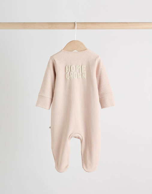 Sand Beige Milk Club Slogan Baby Sleepsuit | Next_2