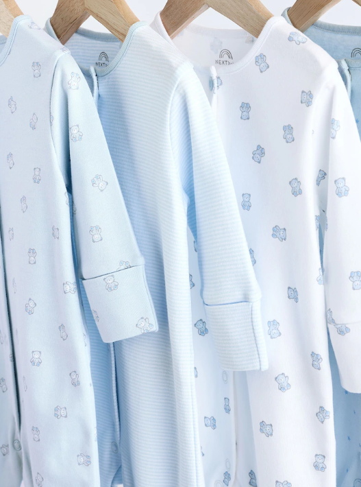 Blue & White Stripe Footed Sleepsuit | Next_2