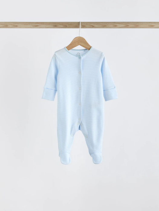Blue & White Stripe Footed Sleepsuit | Next_1