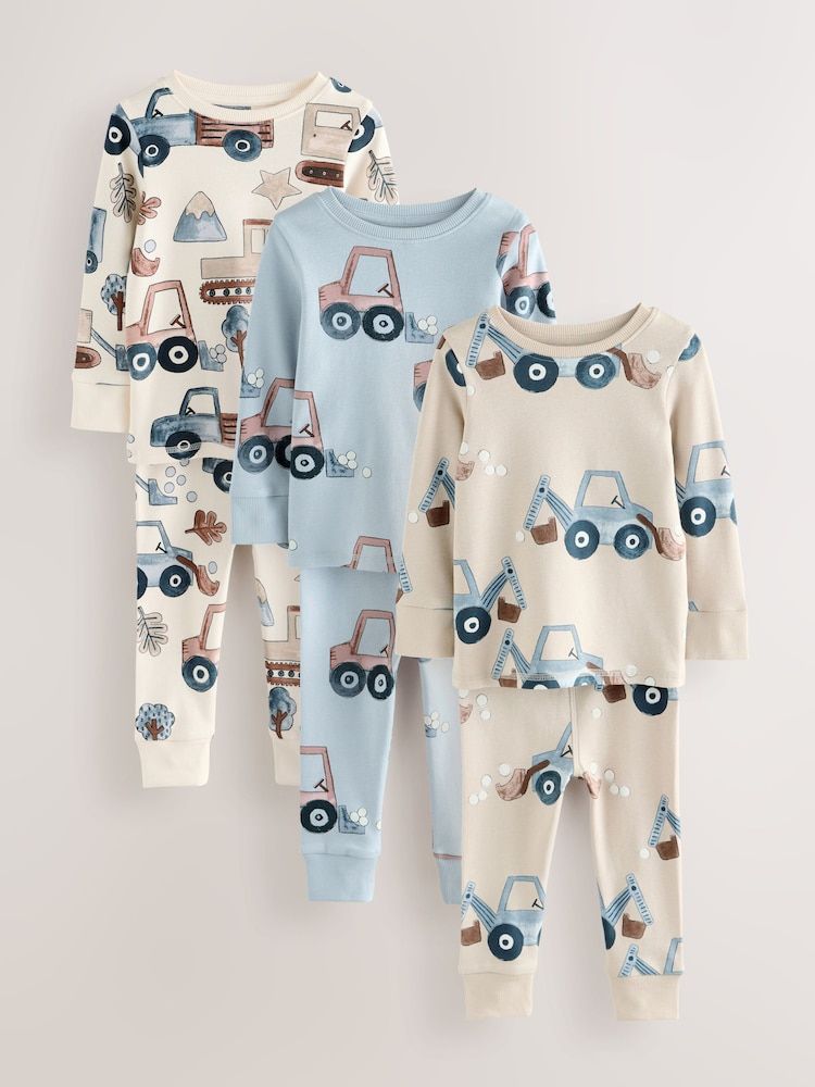 Blue/Ecru Transport Mini Snuggle Pyjamas | Next _0