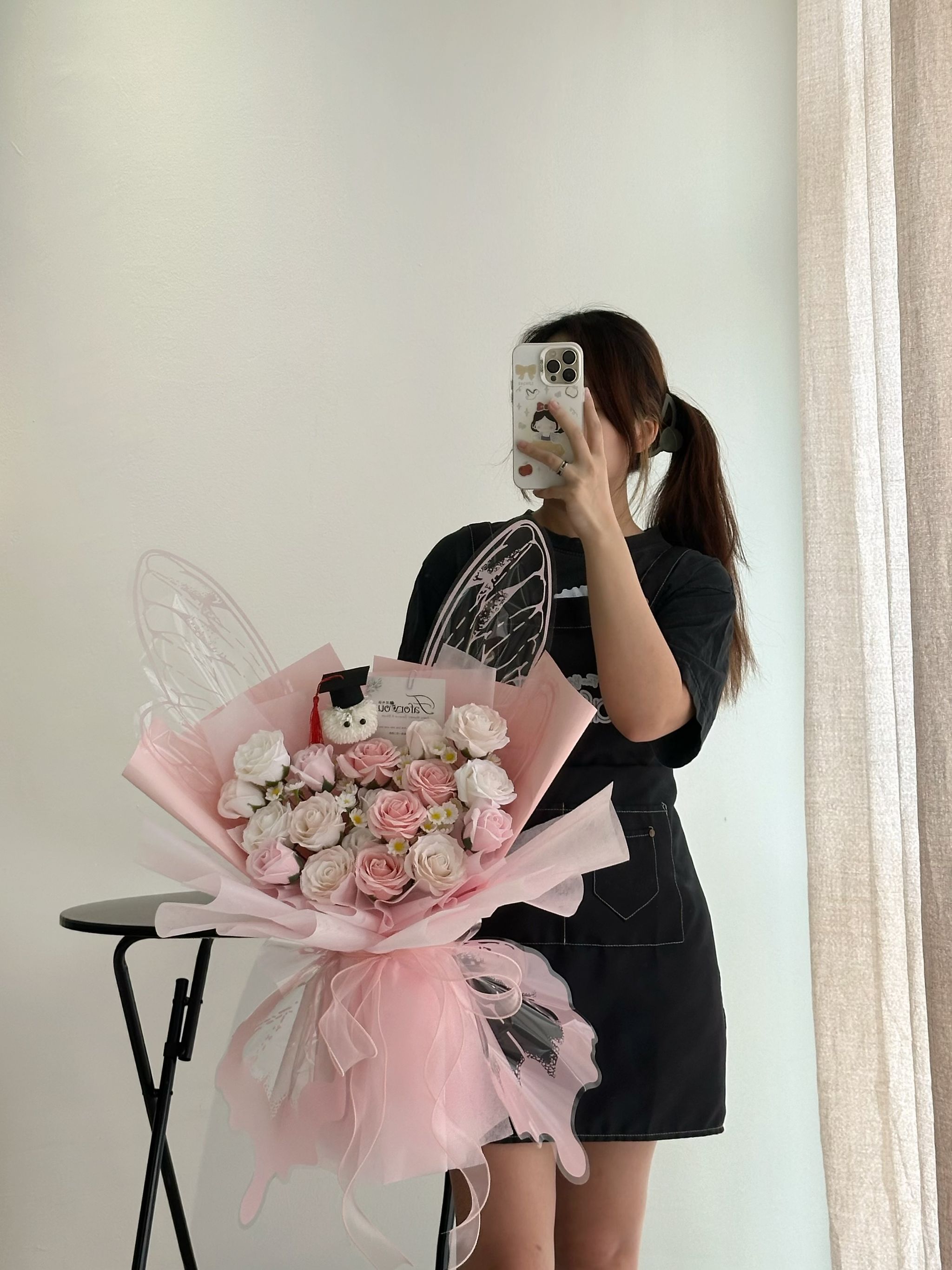 (GP030) Graduation Ping Pong Soap Flower Butterfly Bouquet  _0