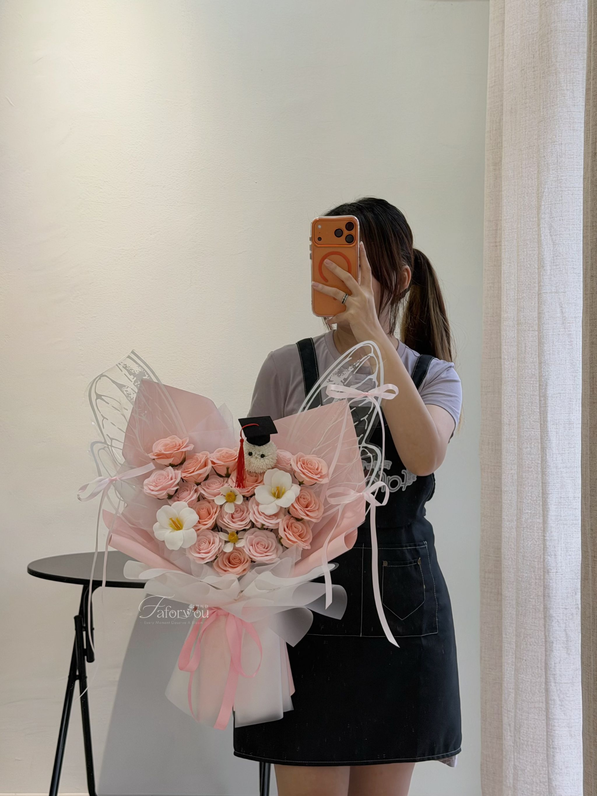 (GP031) Graduation Ping Pong Soap Flower Butterfly Bouquet _0