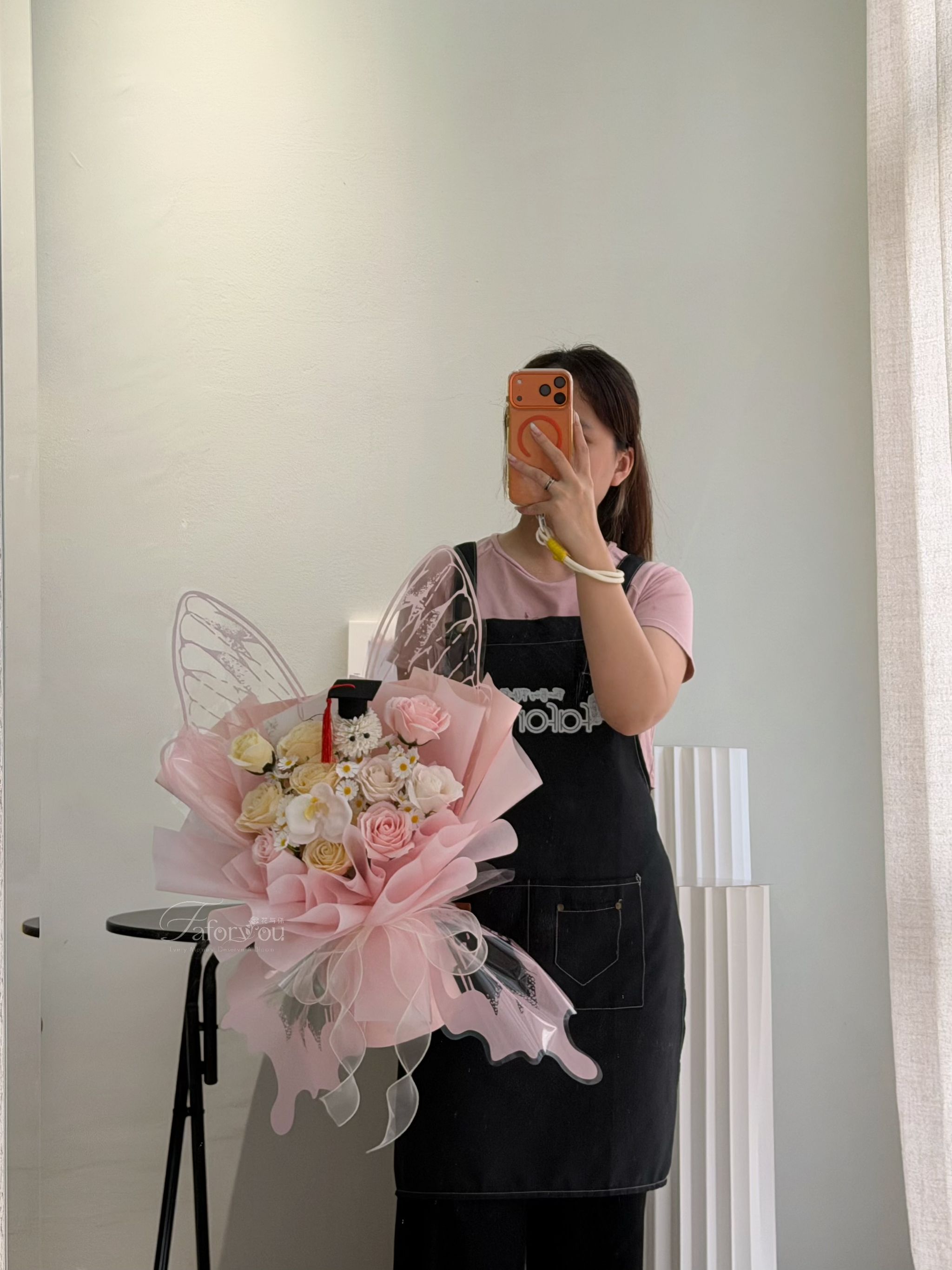 (GP032) Graduation Ping Pong Soap Flower Butterfly Bouquet _1