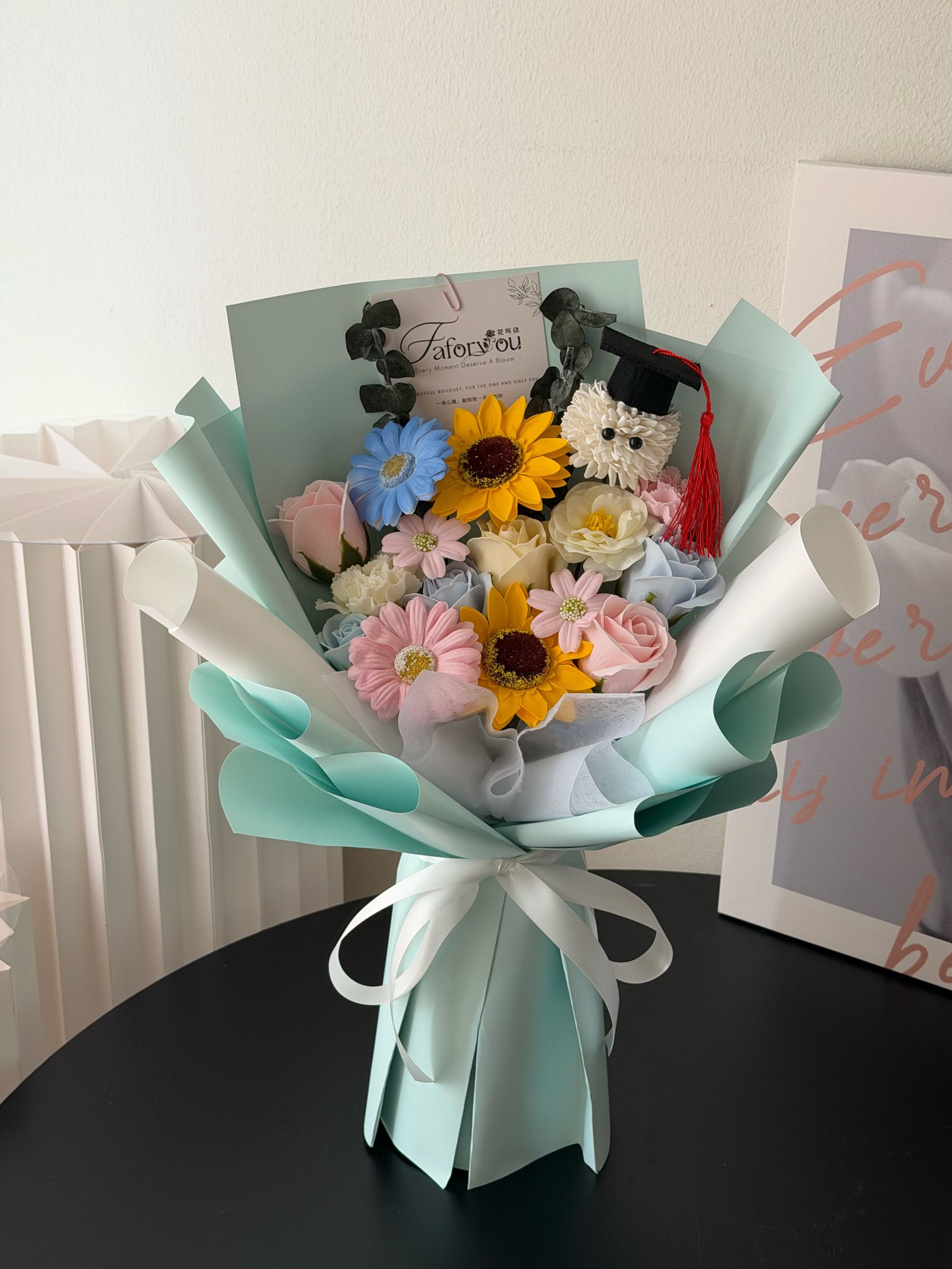 (GP038) Graduation Ping Pong Soap Flower Bouquet  _0