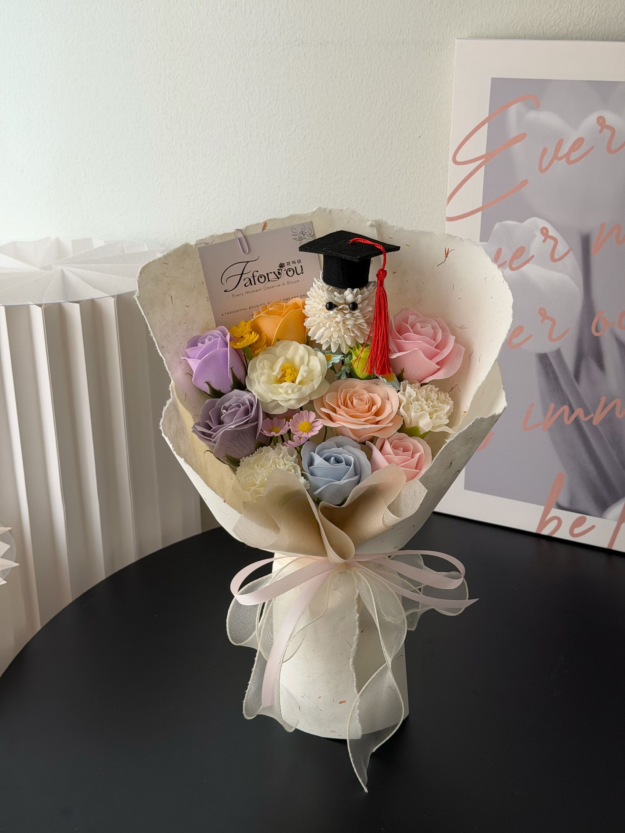 (GP039) Graduation Ping Pong Soap Flower Bouquet   _1