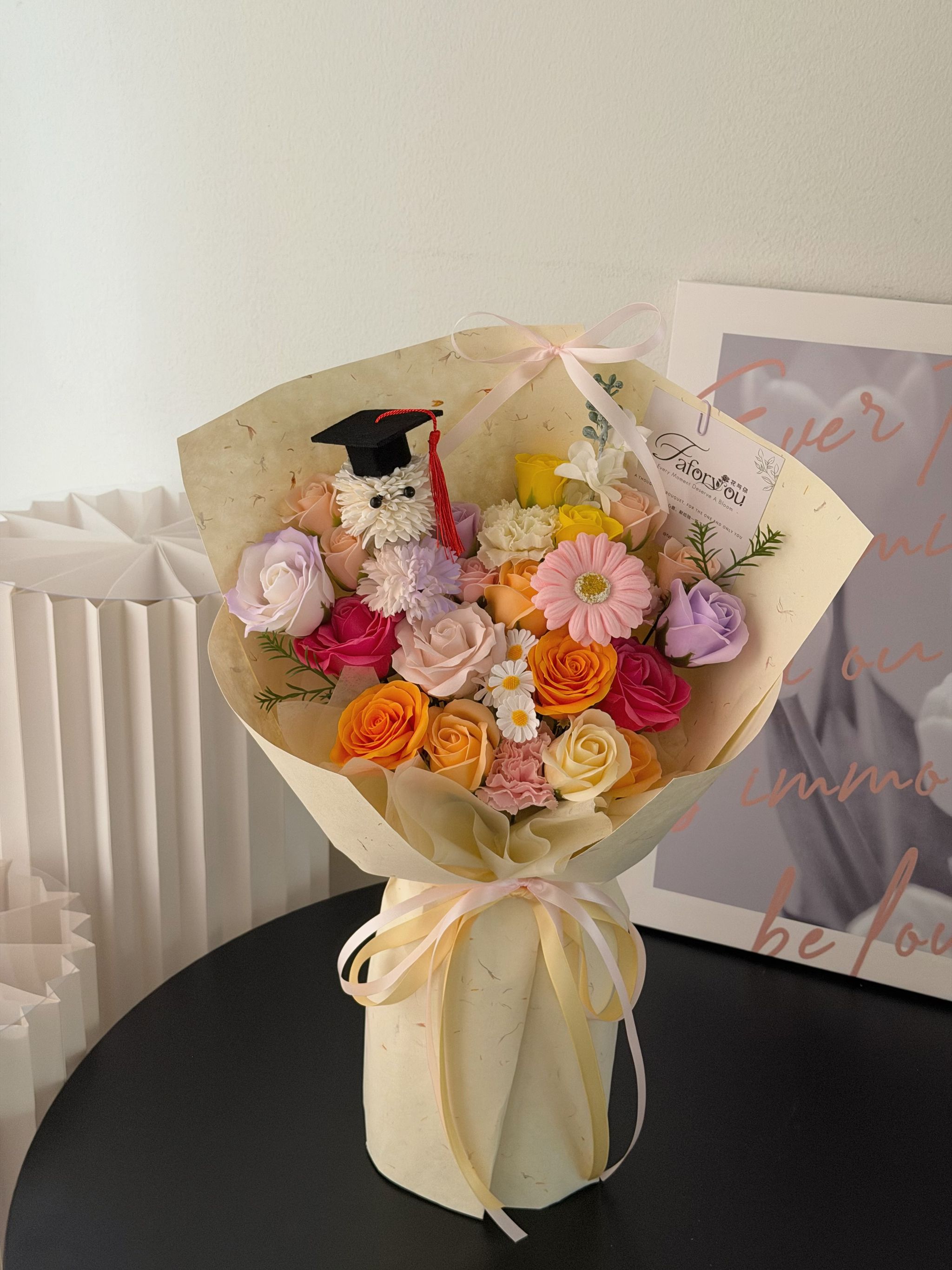 (GP040) Graduation Ping Pong Soap Flower Bouquet _0