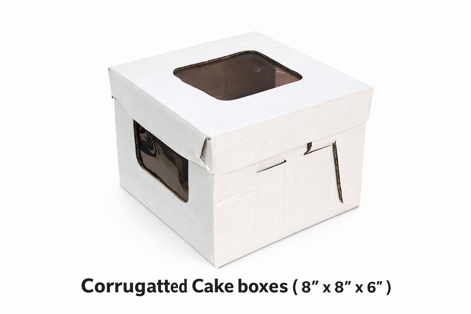 Corrugated Cake Boxes - 8” x 8” x 6” - White _0