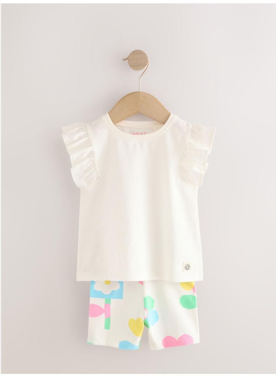 Pink Flower Print Vest and Shorts Set  | Next_7