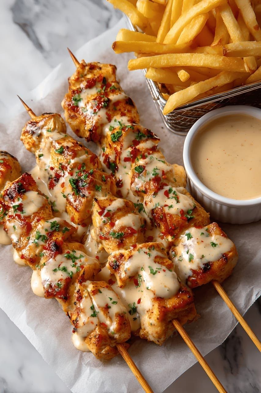 3 Brochette de poulet avec accompagnement _0