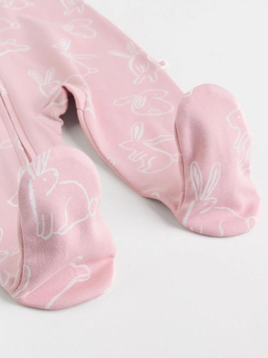 Pink Bunny Two Way Zip Baby Sleepsuits 3 Pack | Next_8