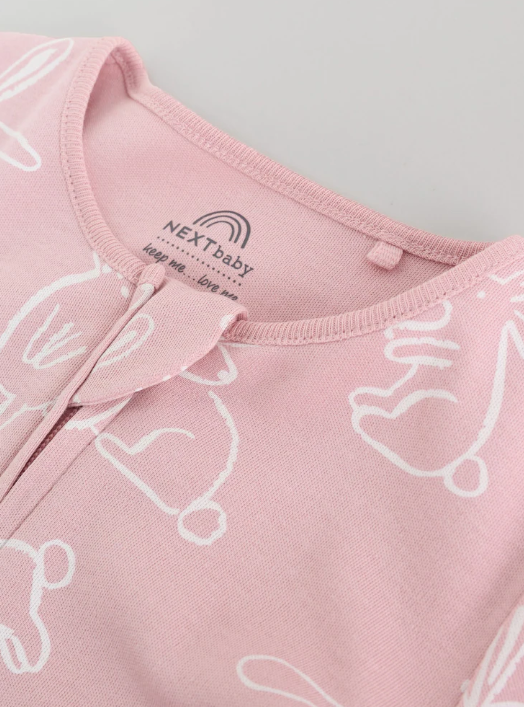 Pink Bunny Two Way Zip Baby Sleepsuits 3 Pack | Next_6